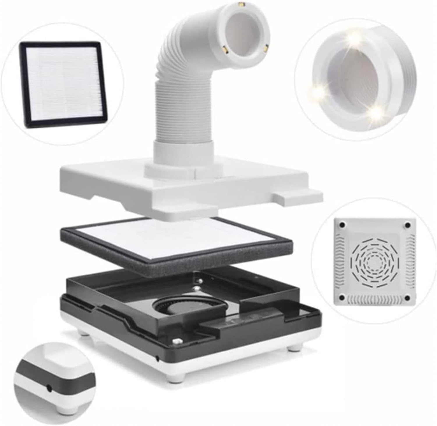 Aspiradora dental, colector de polvo de mesa con 3 LED de succión fuerte, removedor de polvo portátil para laboratorios dentales, solución de limpieza eficiente