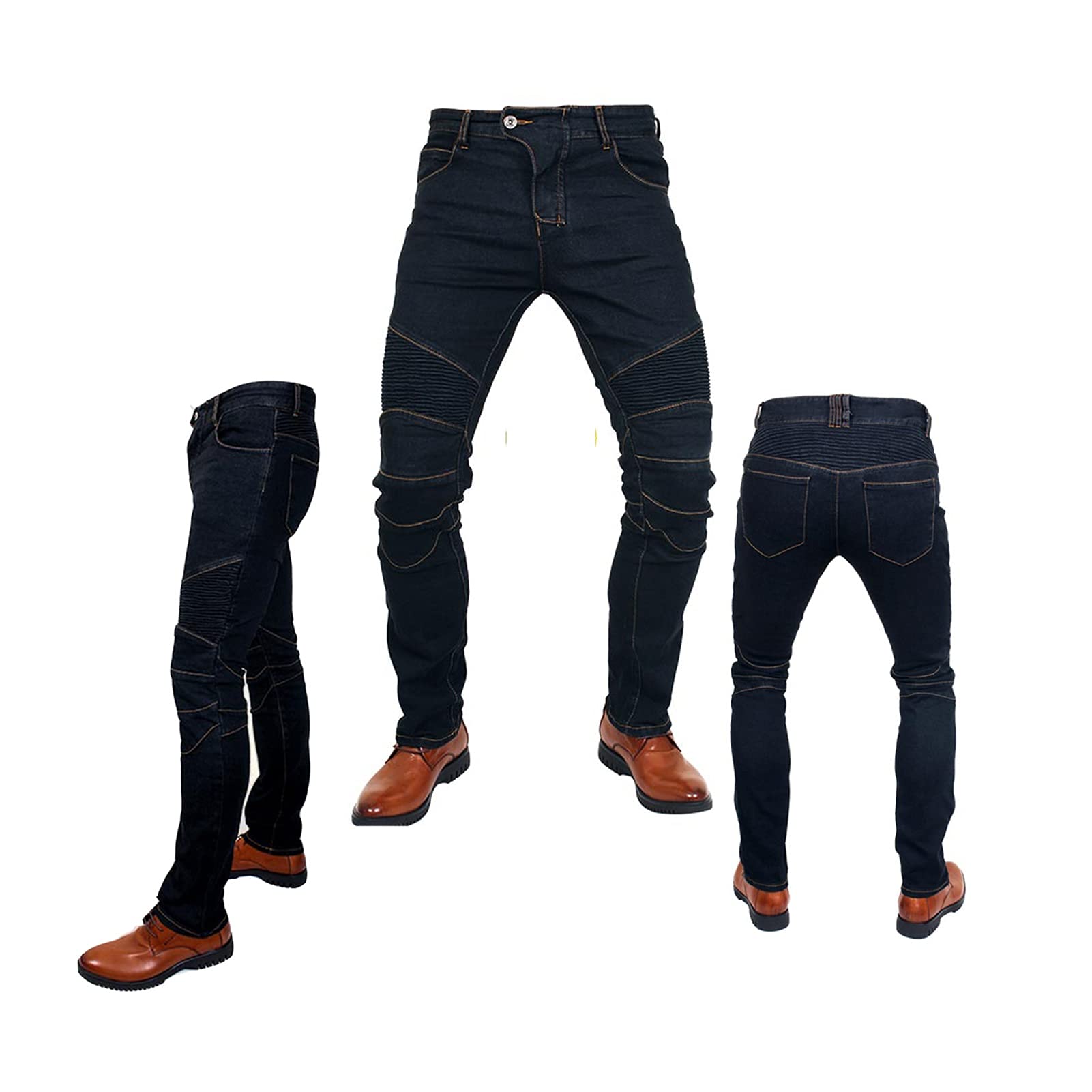 Dżinsy ze zdejmowaną podkładką ochronną, klasyczne dżinsy motocyklowe, elastyczny denim do prania jest wygodny i oddychający, w zestawie 4 podkładki, odpowiednie do motocykla na zewnątrz, jeansy do jazdy na rowerze