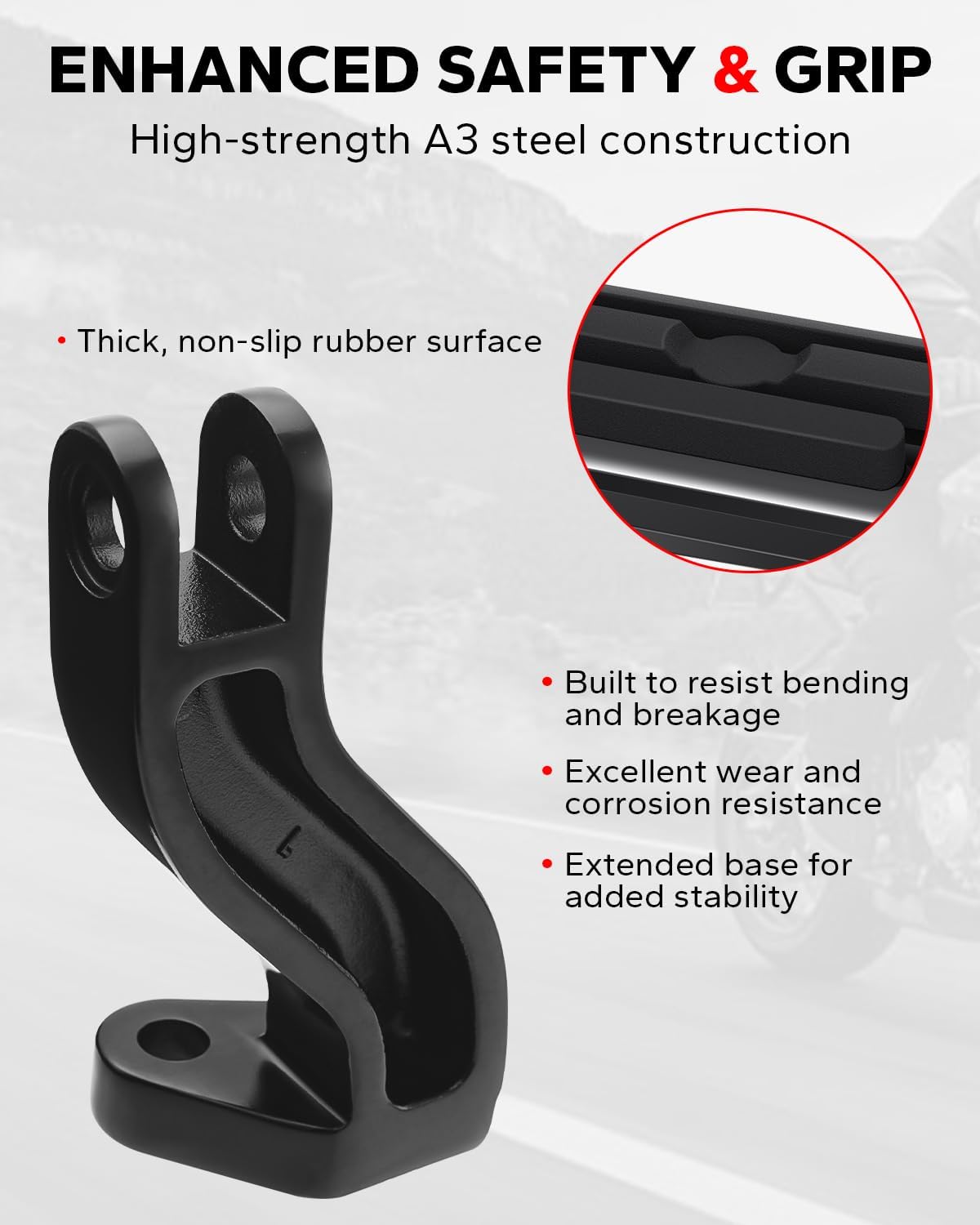 Amazicha Rear Passenger Footpegs Passenger Mini Foot Pegs Footboard A3 Steel Fit for Harley Davidson Touring Road King Street Glide Road Glide Electra Glide Ultra Classic 1993-2025, Black