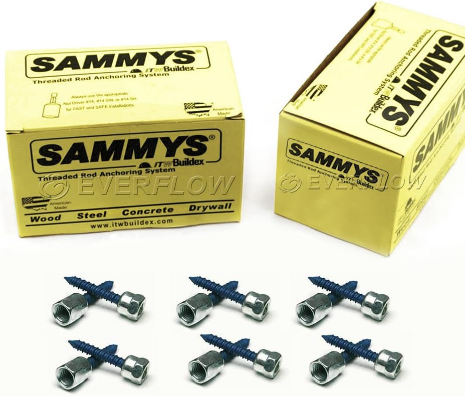 Everflow Sammys 8061957-50 SWC 20 3/8 Screw Horizontally Threaded Rod Anchor Designed for Concrete Structure, Steel with Zinc Finish, Blue Delta Seal, Prevent Snapping (Pack of 50), 50 Piece