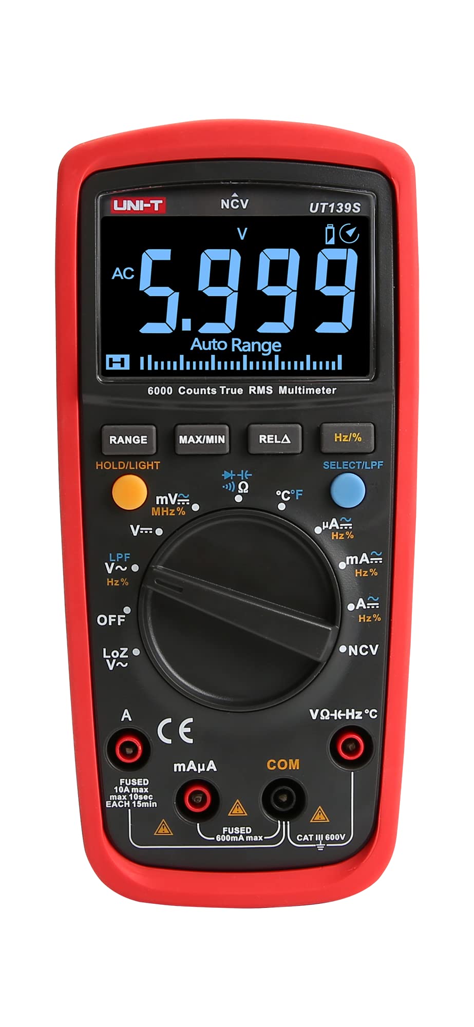Uni-T Mie0361 UT139S Multimeter Universal, Schwarz/Rot, 17,5 x 8,1 x 4,8 cm