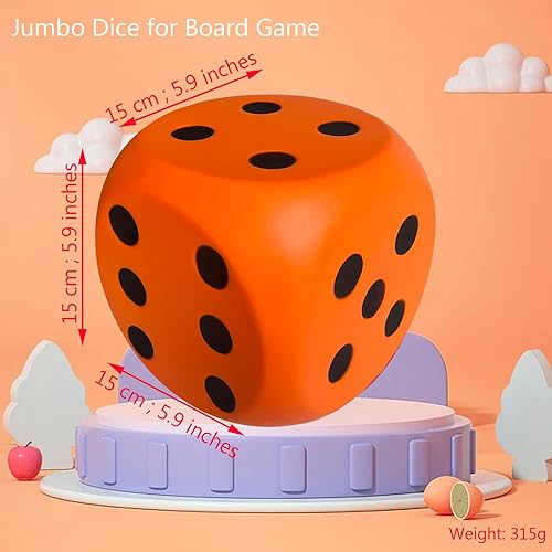 Miniatura 2 de Dados gigantes de espuma Kawaii de 5.9 pulgadas un juguete educativo lleno de diversión para noches de juego y sesiones de aprendizaje (Naranja)