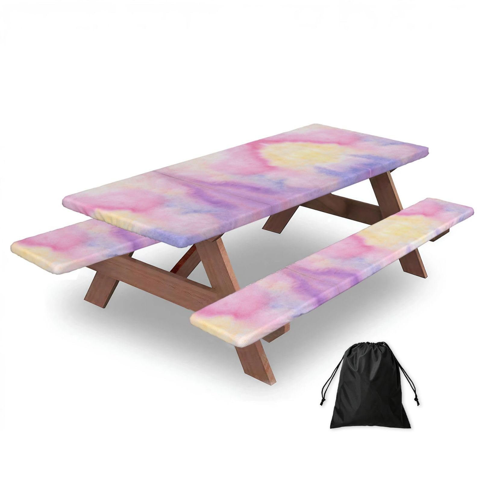 PPHGUT Rainbow. Print Picnic Table Bench Cover Set Outdoor Garden Bbq Protector For Family Camping