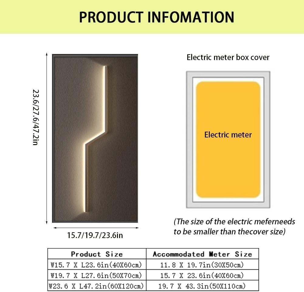 Wall Mounted Electrical Panel Cover Modern Meter Box Decorative Paintingframe Hidden Circuit Breaker Panel Fuse Box Cover Cabinet(B,19.7 X 27.6IN)