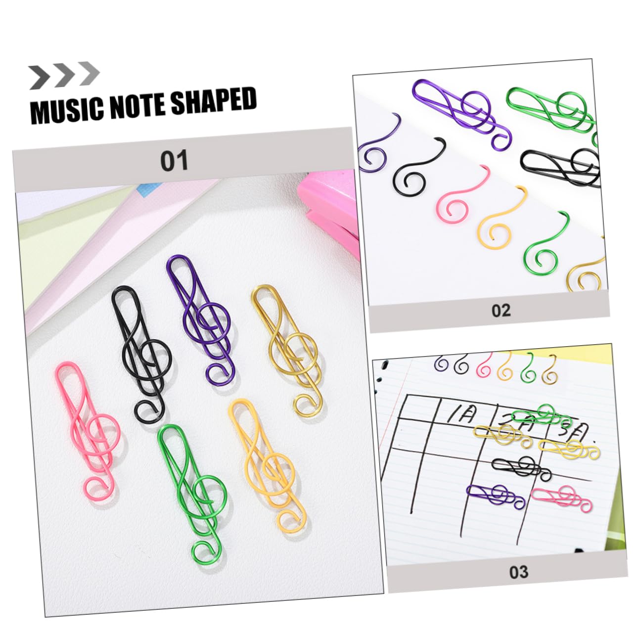 jojofuny 5 Sätze Farbige Büroklammern Riesige Büroklammern Zackenpapierverschluss Sortiert Geformt Musical Notizen Musikpapierklammer Dokumentpapierclips Dokumentclips Metall 85 Stück * 5