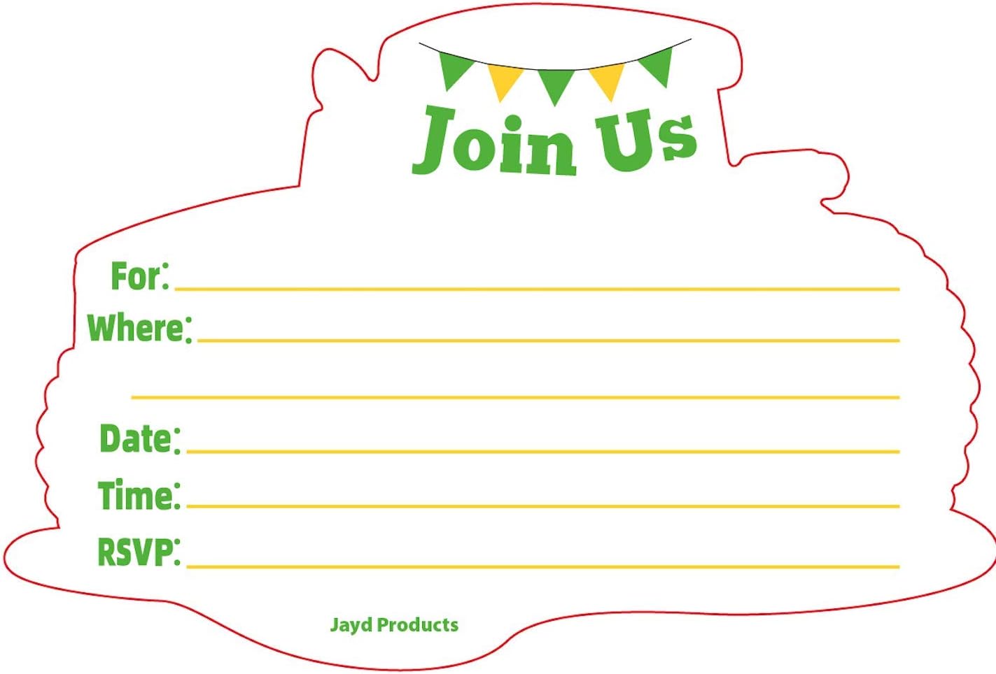Jayd Products, 24 Tractor Party Invitations, Double Sided, Fill-in with Envelopes