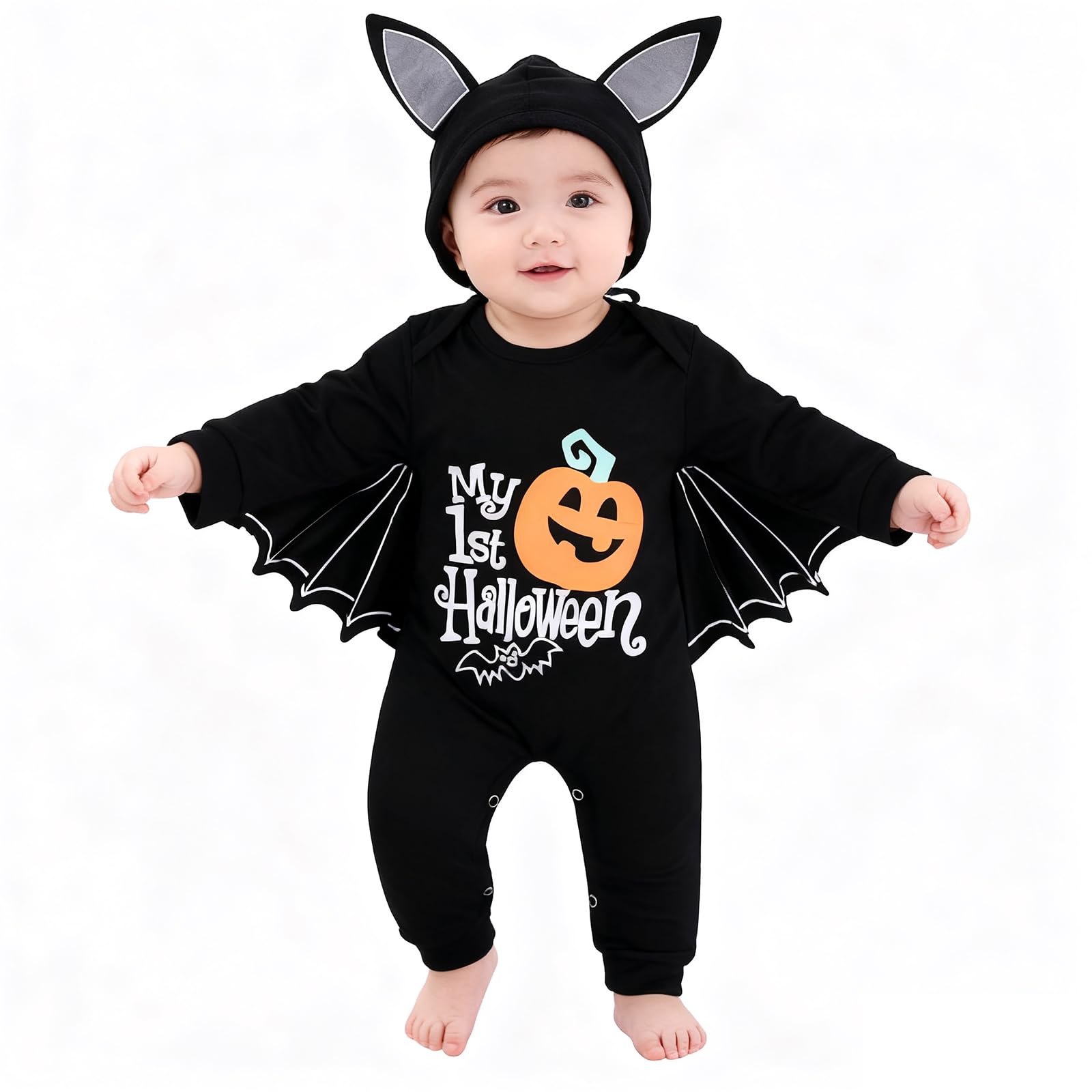 Costume Pipistrello Neonato, Costume Halloween Neonato, Vestito Halloween Neonatos, Vestito Halloweens Neonati, Pagliaccetto Neonati Halloweens, Costumes Scheletro Neonatos 0-18 Mesi