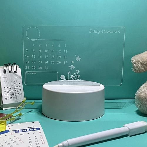 Miniatura 2 de Pizarra acrílica de borrado en seco con luz, pizarra blanca transparente para escritorio, pizarra blanca colorida con luz LED para oficina, hogar,