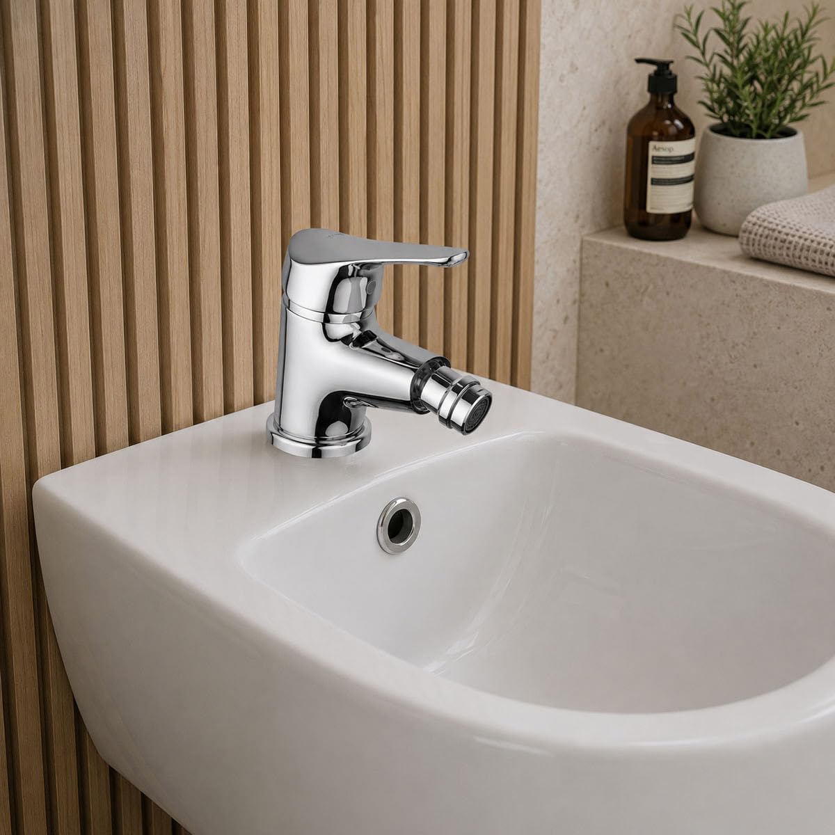 Yellowshop - Miscelatore bagno completo rubinetteria lEIRA lavabo bidet vasca e doccia incsso esterno in ottone cromato flessibile inox piletta Made in Italy (Bidet)