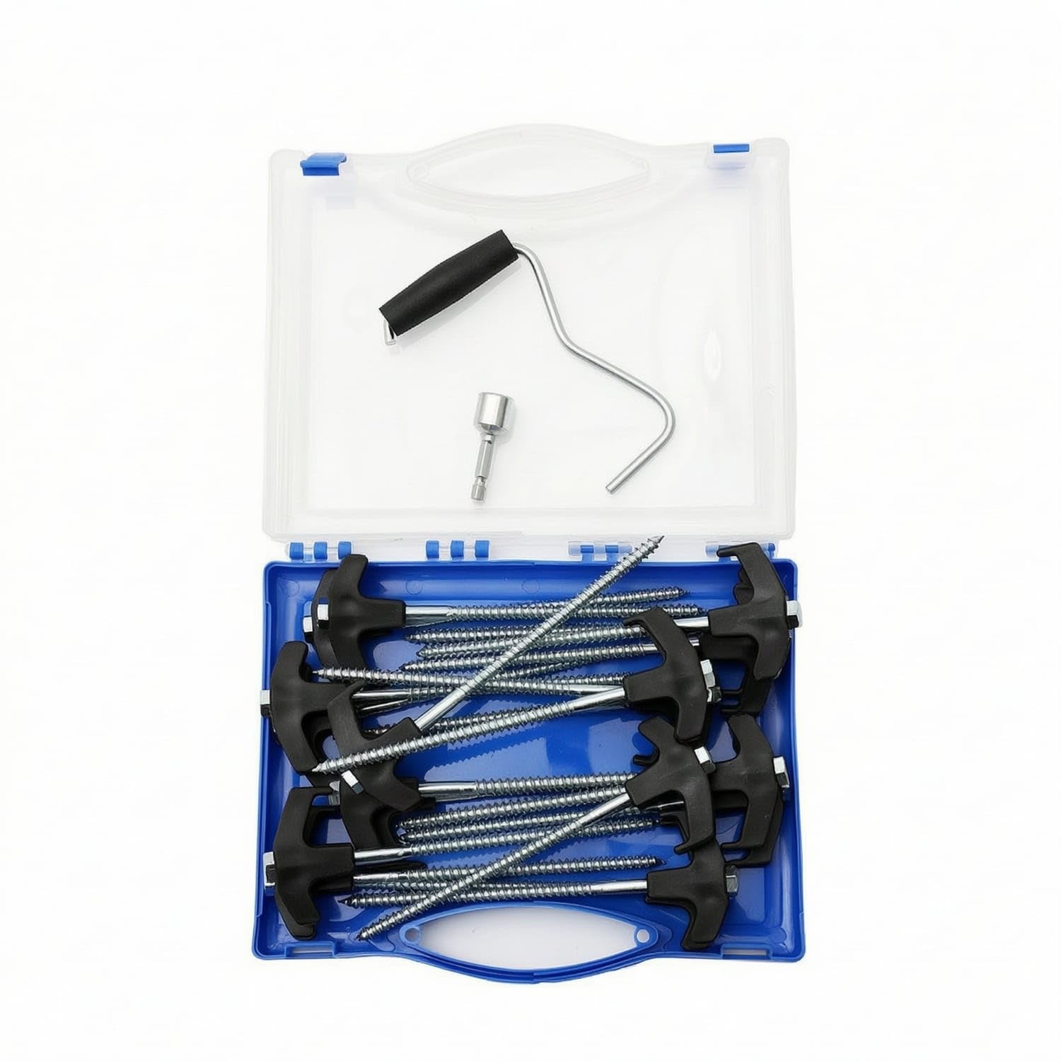 Threaded Camping Stake Kit with Storage Case Strong Grip Tent Stakes with Storage Box Easy to Use Spiral Ground Stakes Portable for Campers, Backpackers, Tarp Shelter, 22-pc Camping Tent-image-4