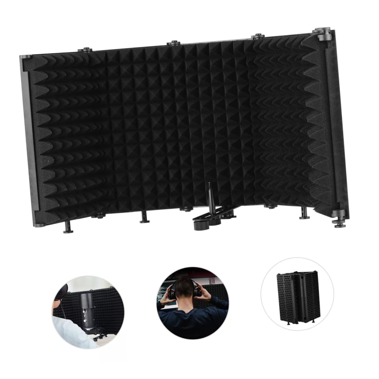 Hemobllo Protector de Aislamiento para Micrófono Plegable Cubierta Insonorizante para Estudio de Grabación Compatible Mesa o Soporte Incluye Tornillo