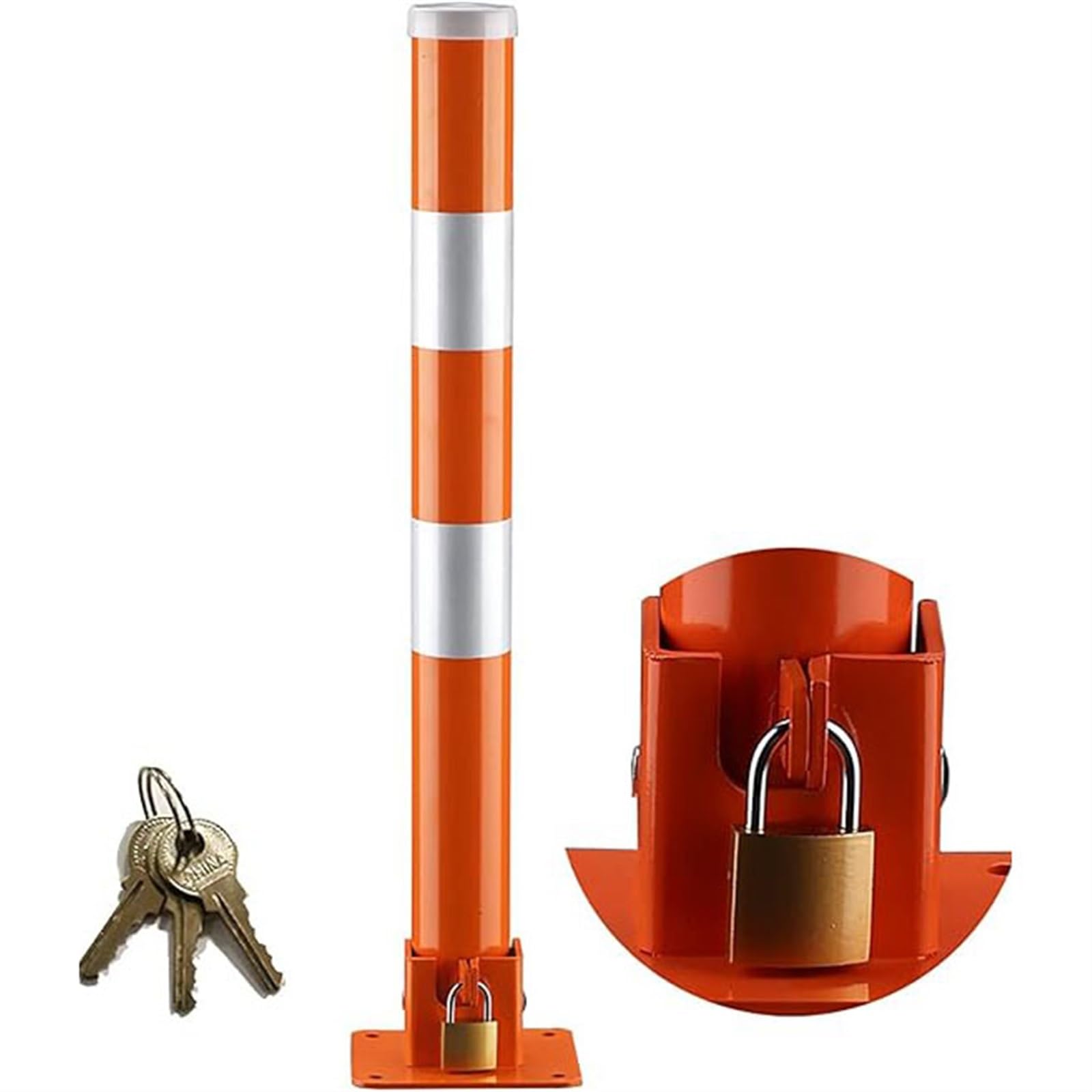 MOKLYF Safety Bollards for Parking Lot, Foldable Parking Barrier Parking Lock, Parking Curb for Garage, Parking Barrier with Padlock for Driveways Garage