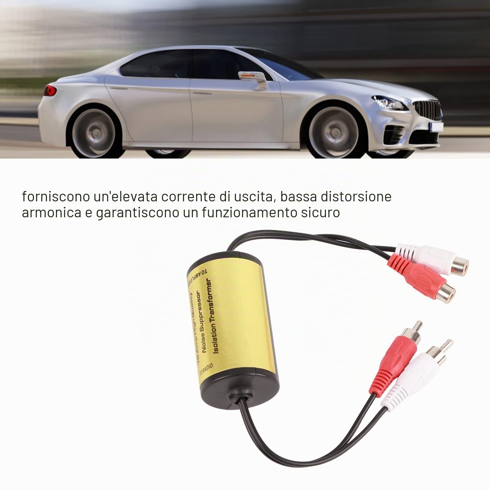 Riduttore di Rumore Stereo, Soppressore di Rumore 15A Amplificatore Audio Stereo Anti-interferenza Filtro Isolatore del Rumore del Loop di Terra