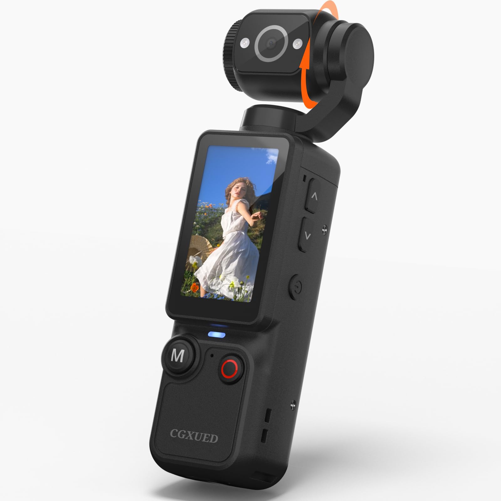 cgxued vlogging camera with 180° rotating lens, pocket body camera with audio & video recording, 7-hour battery, handheld pov cameras with 32gb card, easy one-button recording for travel(black)
