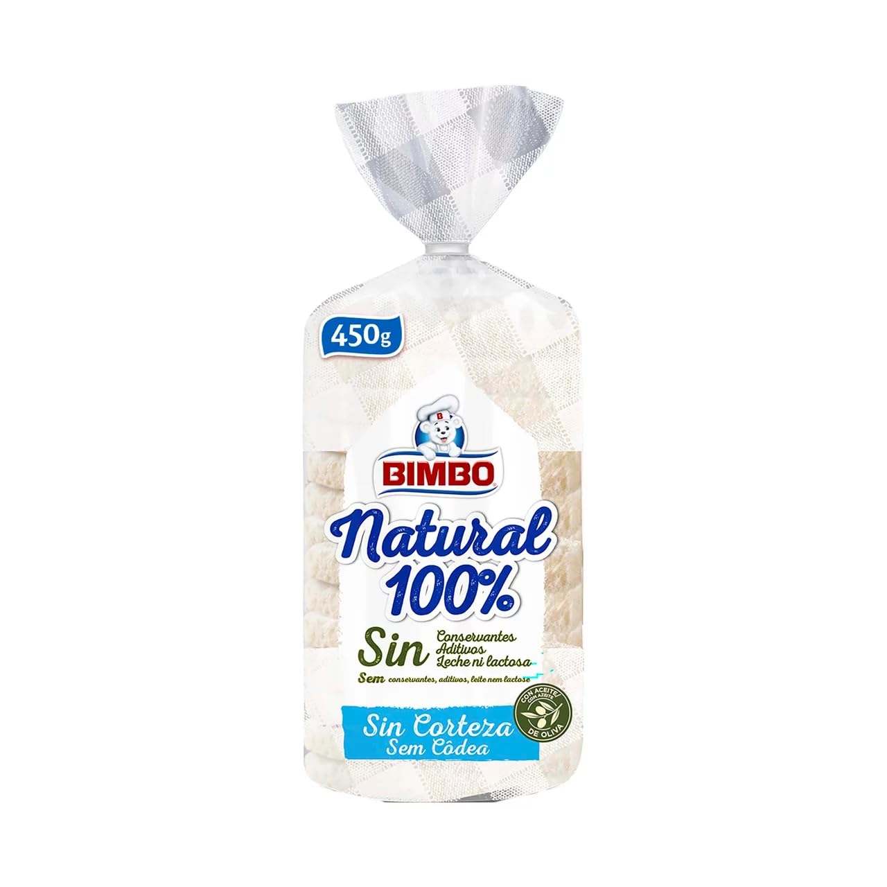BIMBO Weißtoastbrot ohne Rinde, 100% natürlich 450 g, 3er-Pack