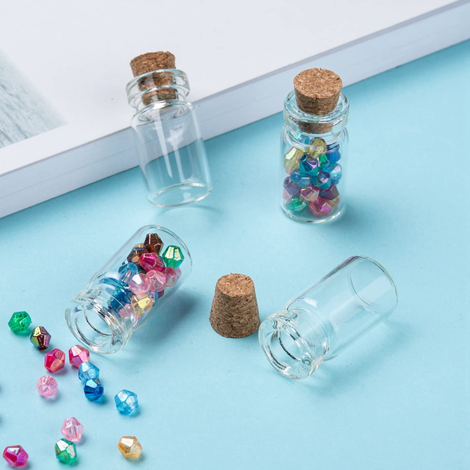 32 Pz 2 Colori Bottiglie Di Vetro Trasparente Contenori Per Perline Tubi Per La Conservazione Delle Perle Con Tappo A Vite E Tappo In Alluminio Colonna