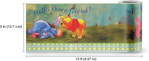 Miniatura 2 de CONCORD WALLCOVERINGS ™ Papel tapiz autoadhesivo para niños, diseño de oso Pooh para sala de juegos, cuarto de bebé, color verde, azul y rosa, 15