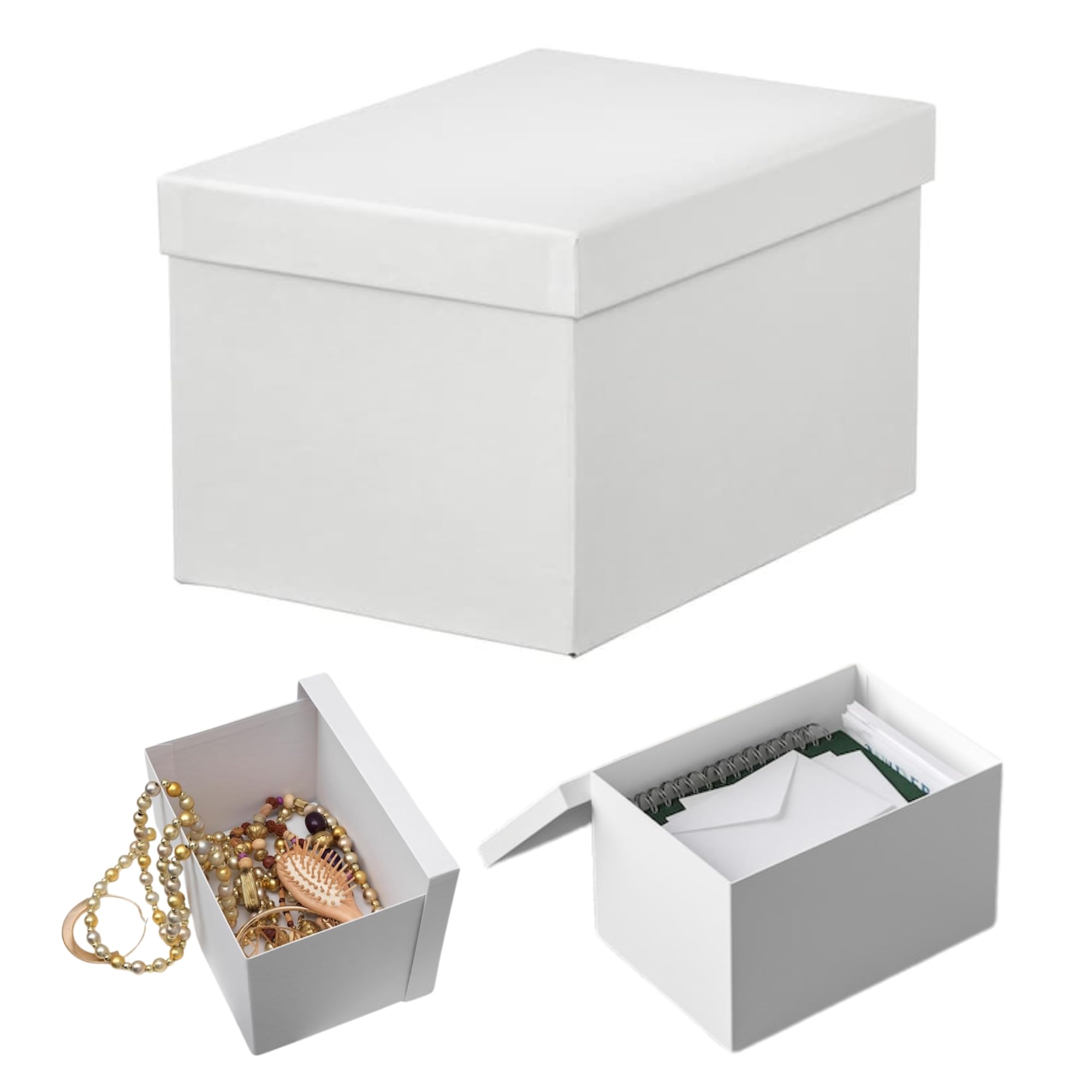 Genérico TJENA Caja con tapa, blanco, 18x25x15 cm