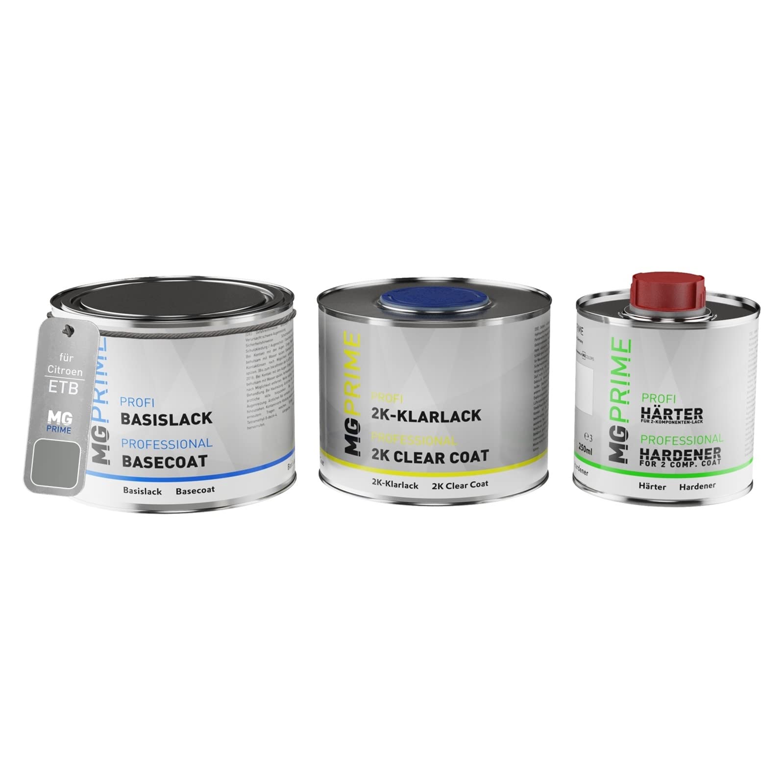 MG PRIME Lakier samochodowy Zestaw puszka gotowa do natrysku dla Citroen ETB Gris Dolmen Metallic/Platinium Grey Metallic lakier bazowy + lakier bezbarwny 2K 1,25L