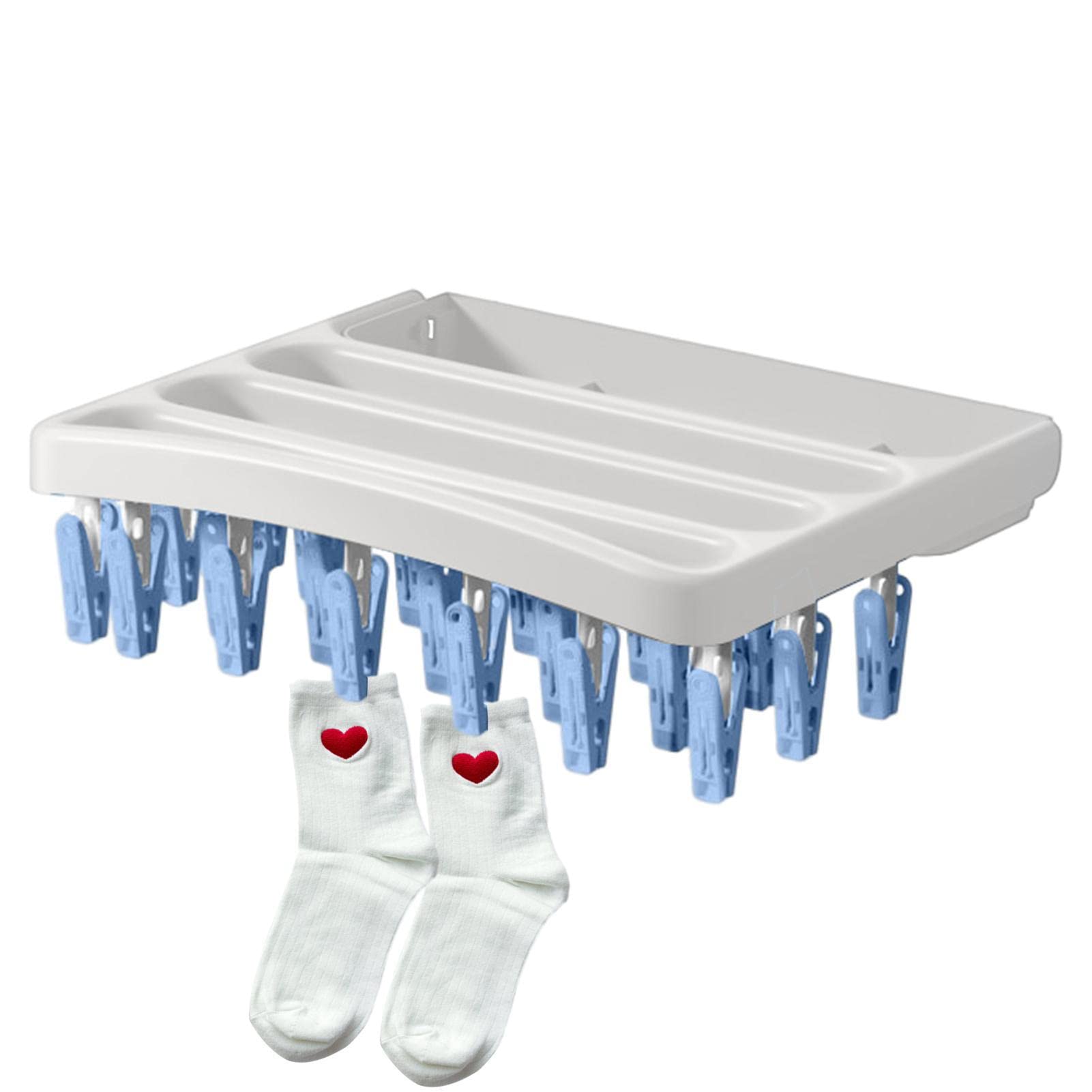 Sock Dryer Hanger, Clothes Drying Rack for Socks, Windproof Laundry Drying Rack, Sock Hanger for Washing, Portable Sock Drying Rack, Wall Mount Clothes Hanger for Socks, Bras, Lingerie