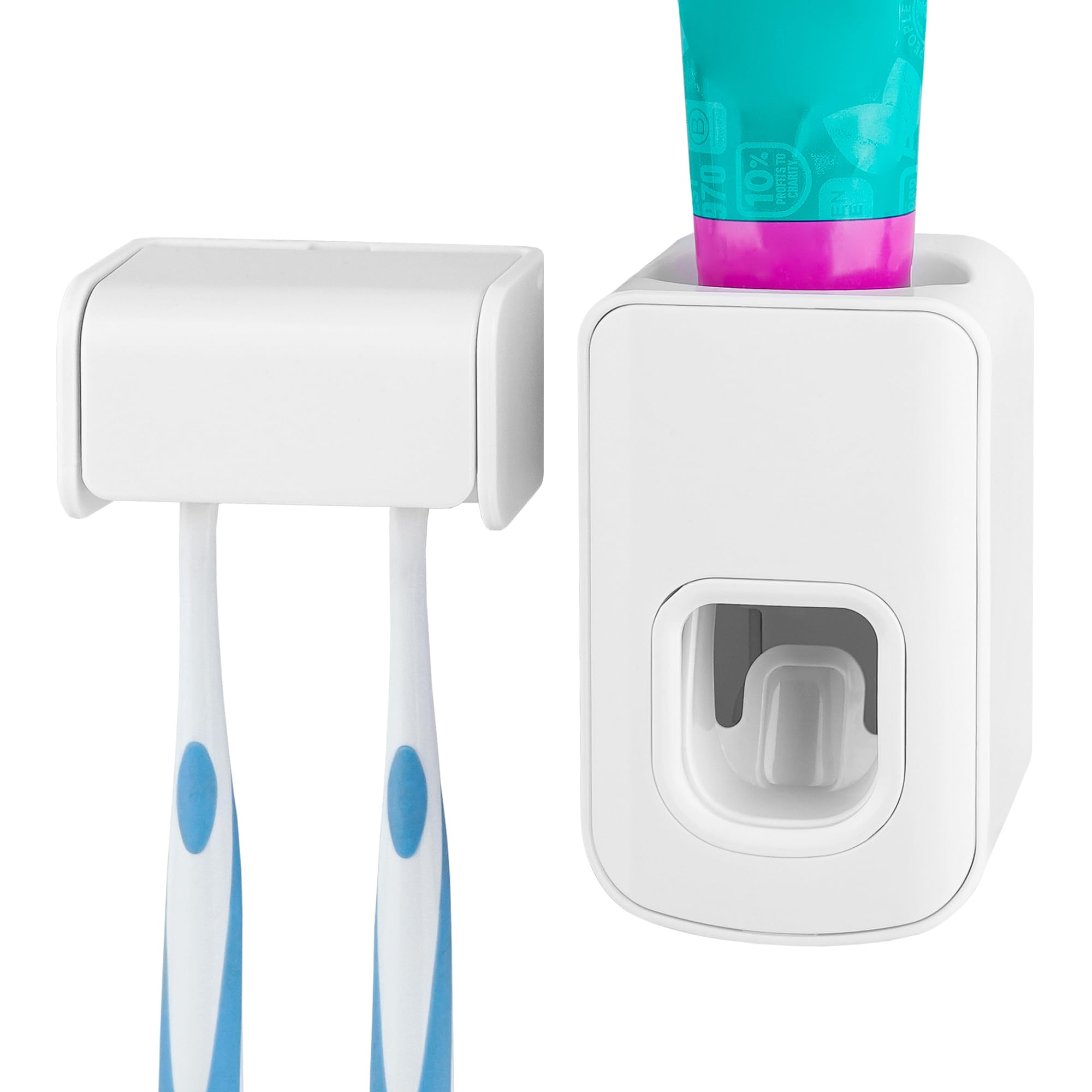 Soporte para cepillo de dientes montado en la pared con cubierta para baño, organizador de almacenamiento de cepillos de dientes con 2 ranuras para ducha, colgador autoadhesivo para cepillo de dientes