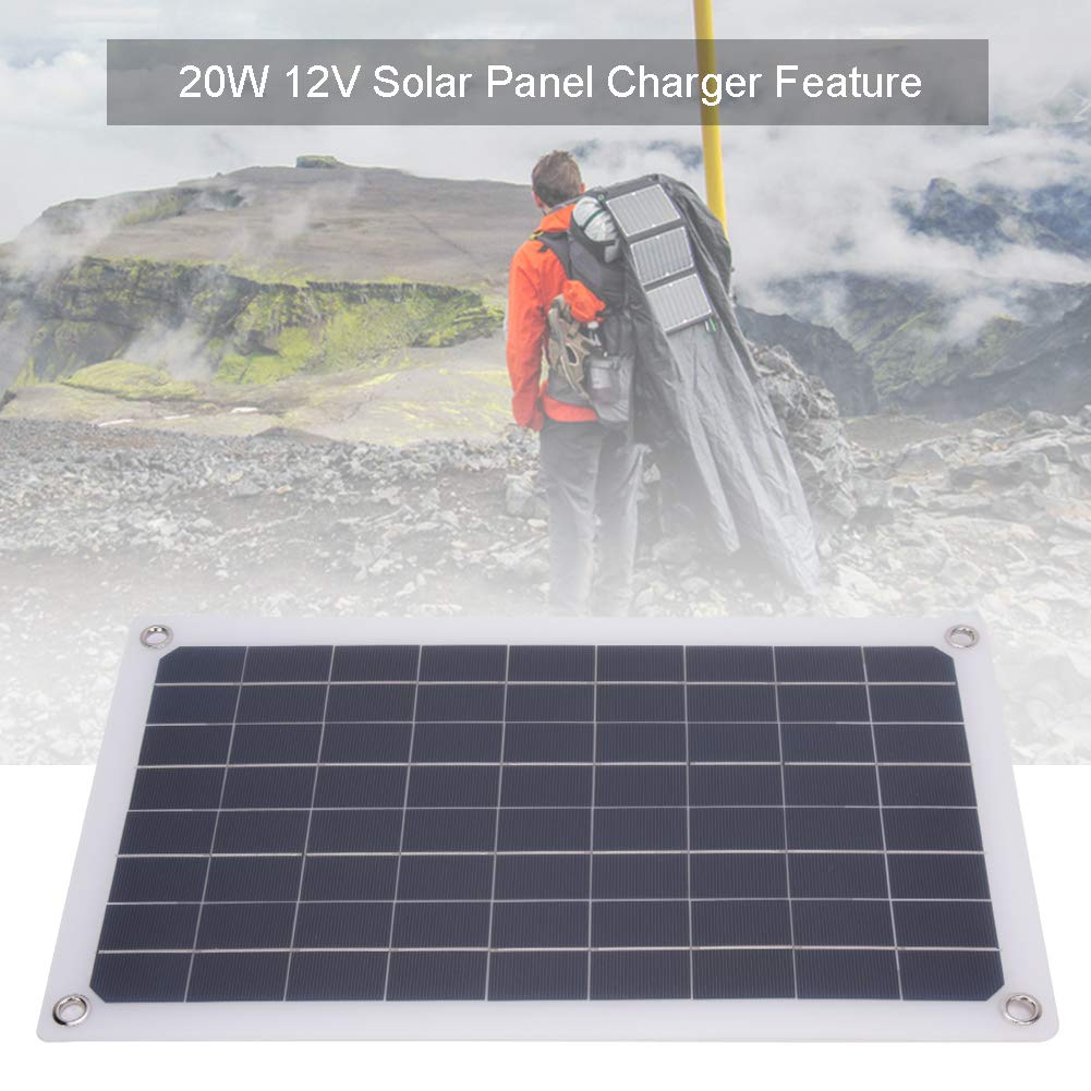 Caricatore da pannello solare da 20 W monocristallino USB doppia uscita CC portatile di alta qualità per batteria da 12 V da campeggio all'aperto