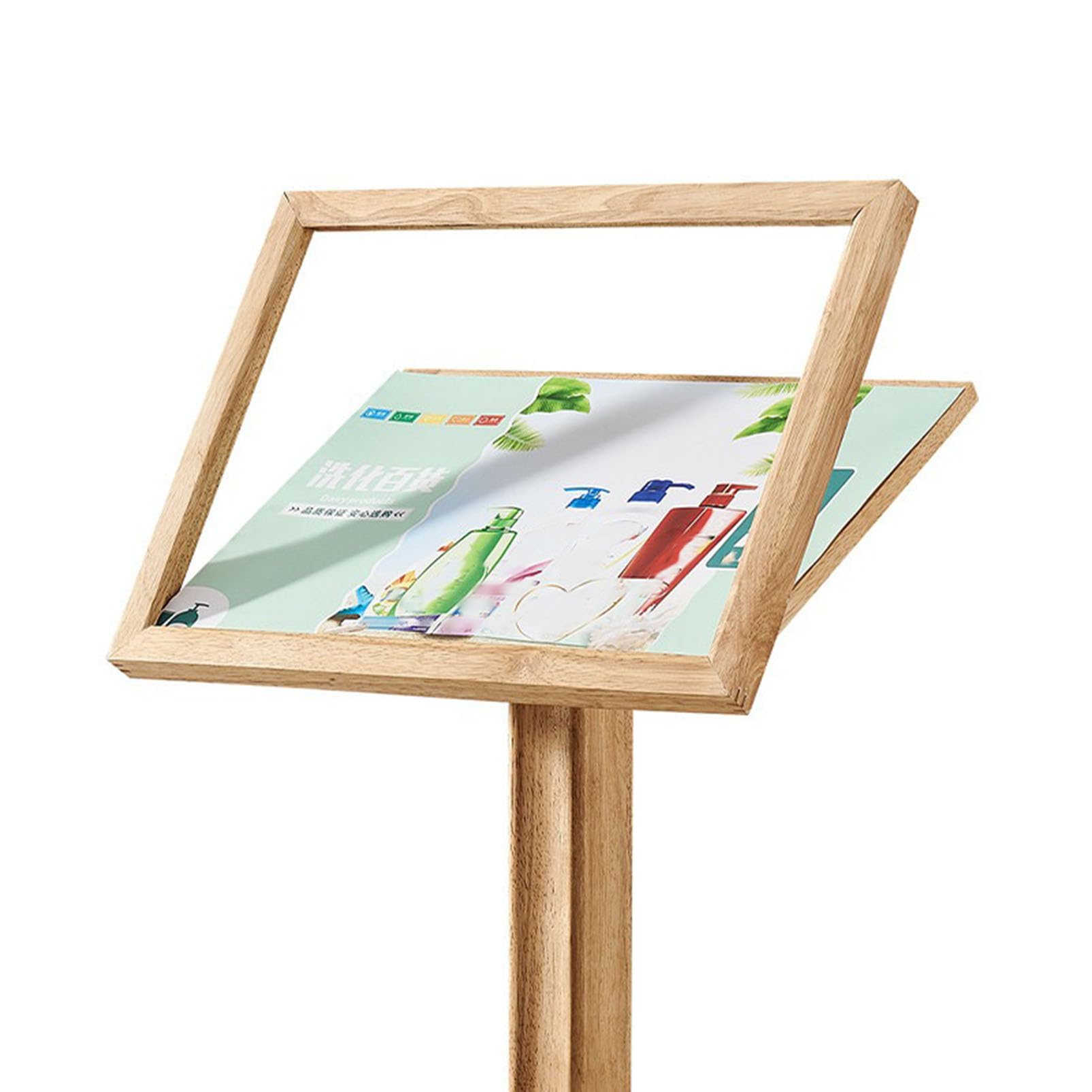 Présentoir au Sol en Bois Porte-Affiche Verre Trempé pour Commerce