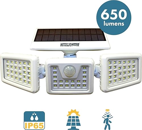 Miniatura 9 de Nitelighter Luces de inundación alimentadas por energía solar para exteriores con sensor de movimiento focos de seguridad LED 3 cabezales ajustables