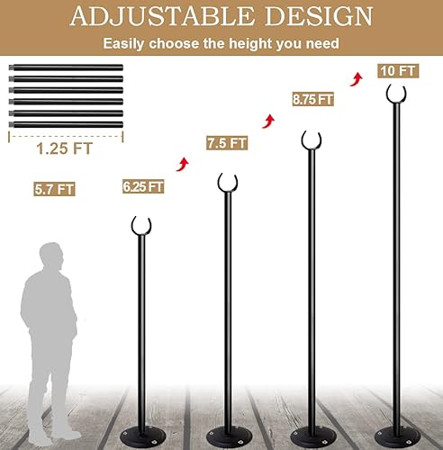 Miniatura 2 de Postes de luz de cadena de 10 pies para exteriores, postes de luz exterior para superficie de suelo duro, patio trasero, patio, iluminación al aire