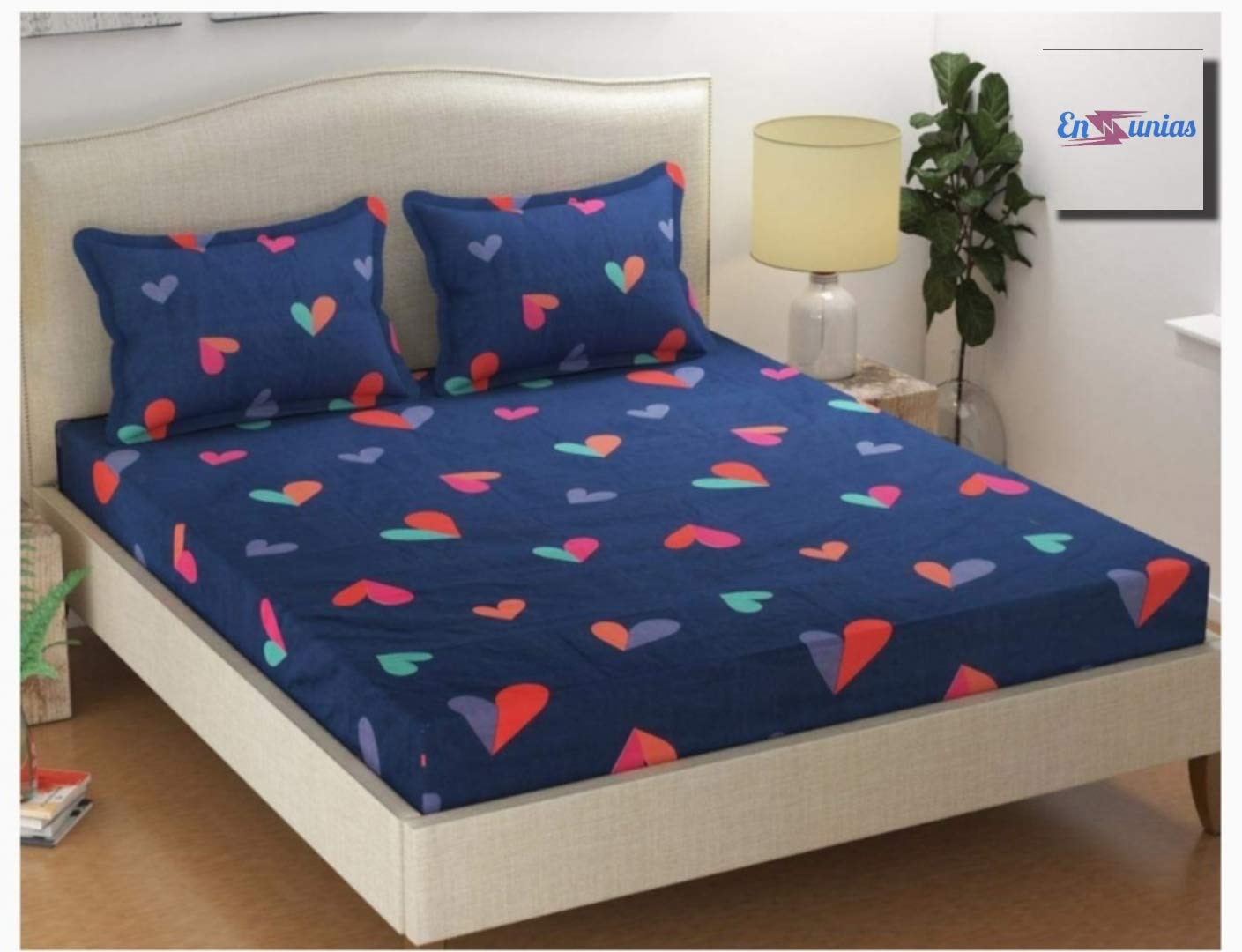 ADEGIA Present Glace Cotton lite Weight 234 TC Double Bedsheet with 2 Free Maching Pillow Covers Size 90 by 90 inch (Dark Blue)