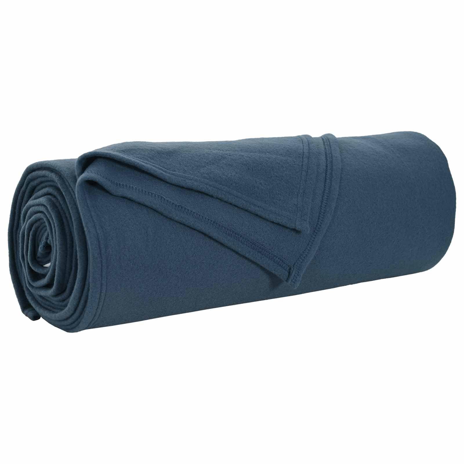 Couverture légère en polaire fine bleu marine 280x210 cm aux finitions soignées