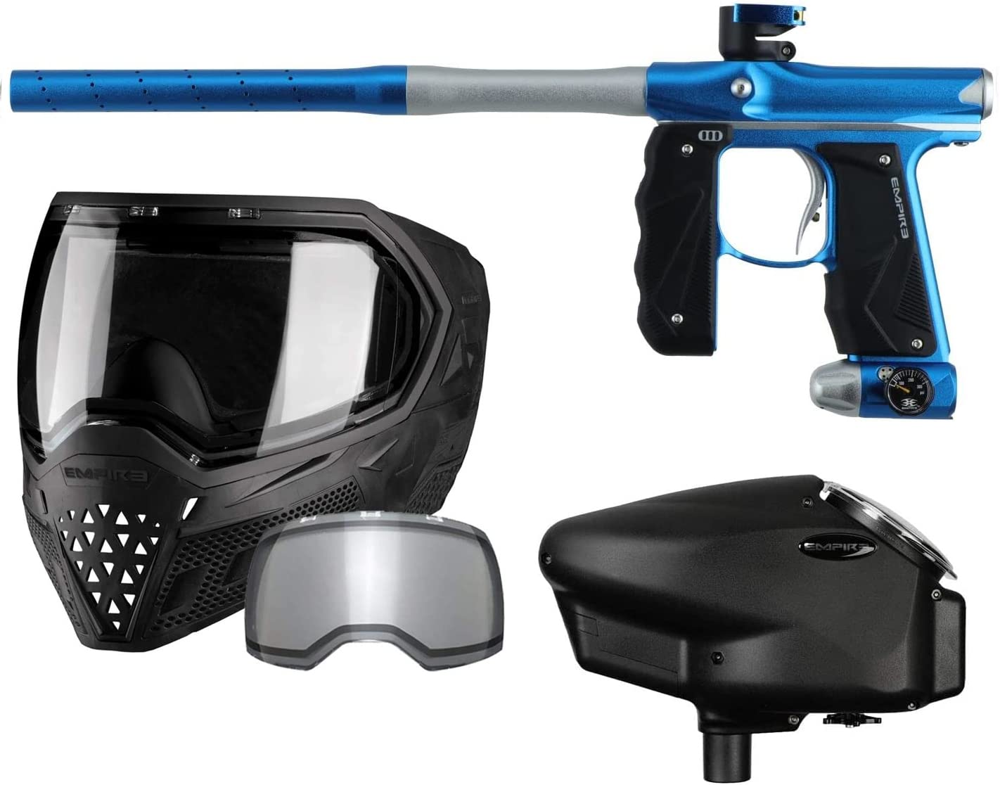 Empire Mini GS Electronic Paintball Gun Marker w Empire Halo Too Electronic Paintball Loader and EVS Thermal Paintball Mask