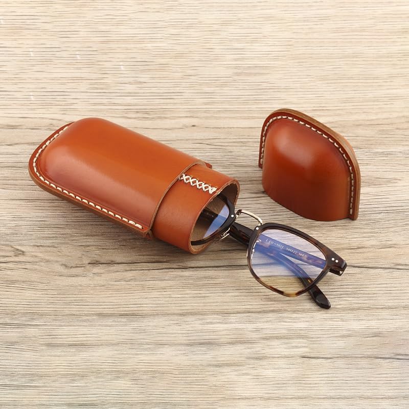 Brillenkoffer Handgemachte Brillenetui aus echtem Leder Retro Myopie Brille Sonnenbrille Aufbewahrungsbox Geeignet für Frauen, Männer, Kinder Aufbewahrungsbox für Brillen