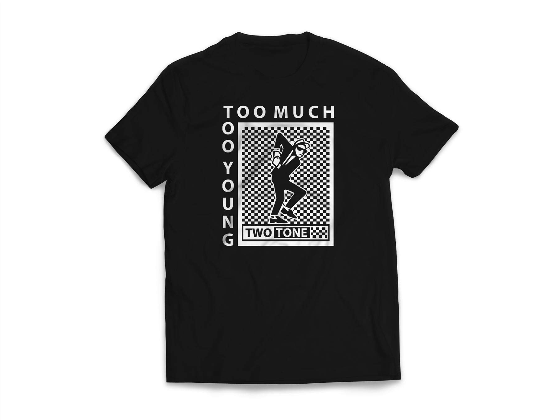 Tribal T-Shirts Men's Black Two Tone Too Much Too Young Logo T-Shirt (Medium, )