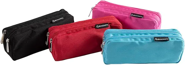 Trousse scolaire 2 compartiments COLOR avec fermeture zippée métal - 4 couleurs