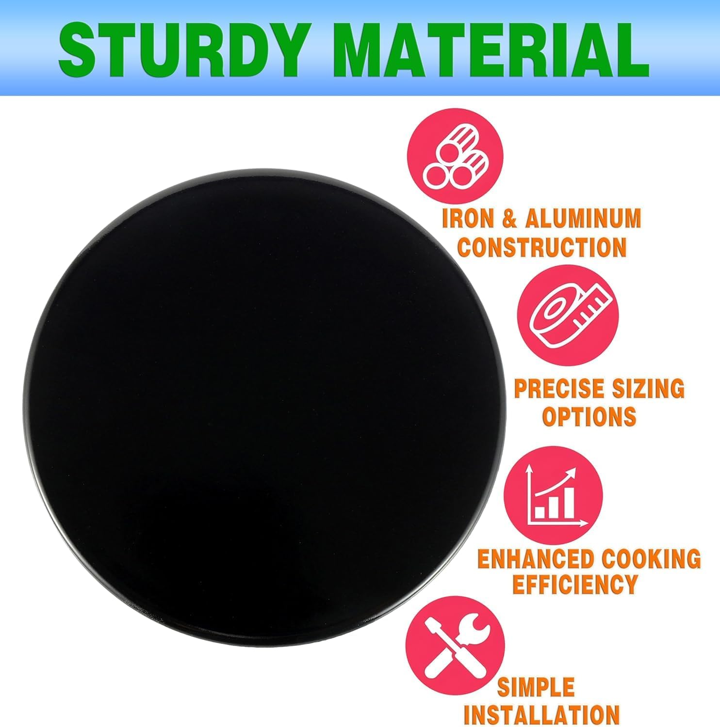 Upgraded Surface burner cover replacement part suitable for GE gas range/oven/stove,wb29k10009-1 Small Cap-2.6 inches wb29k10001-2 Medium Caps-3.2 inches wb29k10006-1 Large Cap-3.5 inches,Black(4PCS)