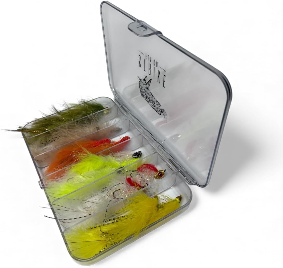 12 Piece Bass Streamer Assortment with Fly Box, Fishing Lures- Strike Fly Company