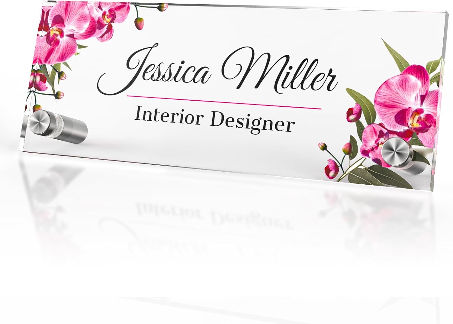 Personalized Acrylic Office Desk Name Plate with Standoff Barrels