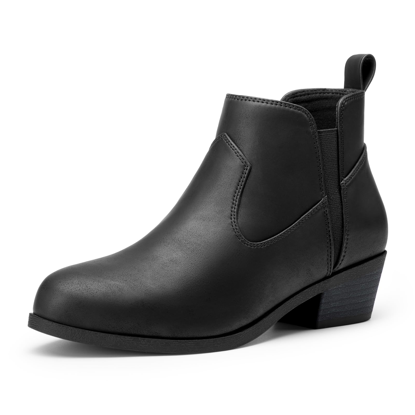 Athlefit Women's Chunky Low Heel Slip On Short Ankle Boots | Comfortable Fall Booties Sho…