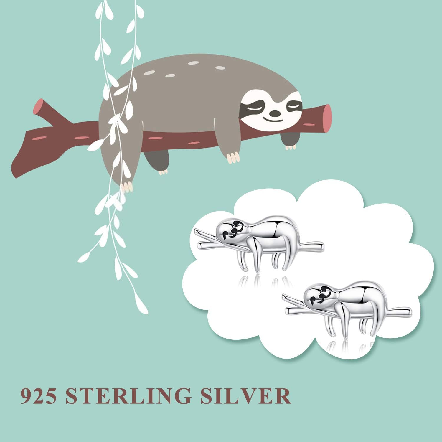 Animal Earrings 925 Sterling Silver Cute Panda/Koala/Sloth Stud Earrings Animal Jewelry Gift for Women Girls Hypoallergenic Earrings for Sensitive Ears