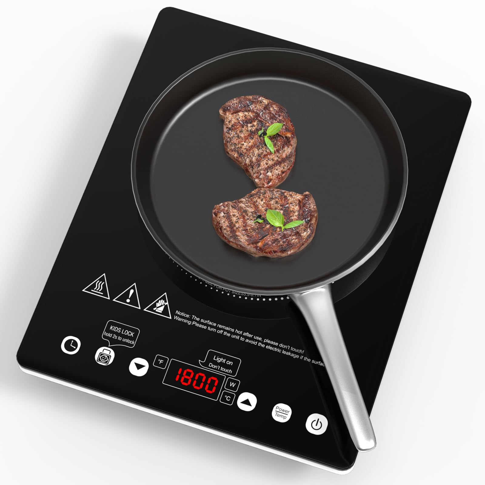 ANHANE 1800W Electric Cooktop, 110V Single Burner Stove with Overheat Protection and Adjustable Power Levels - Portable Ceramic Stove for Kitchen, Travel, RV view 9