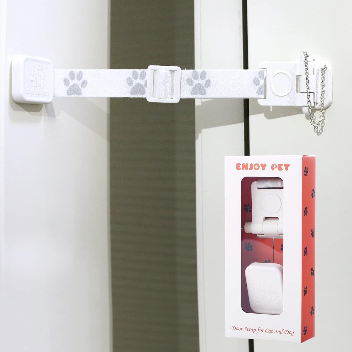 Adjustable Door Strap and Latch. Cat Door for Interior Door. Dog Proof Litter Box. Holds Door Open for Cats and Keeps Dogs Out of Cat…