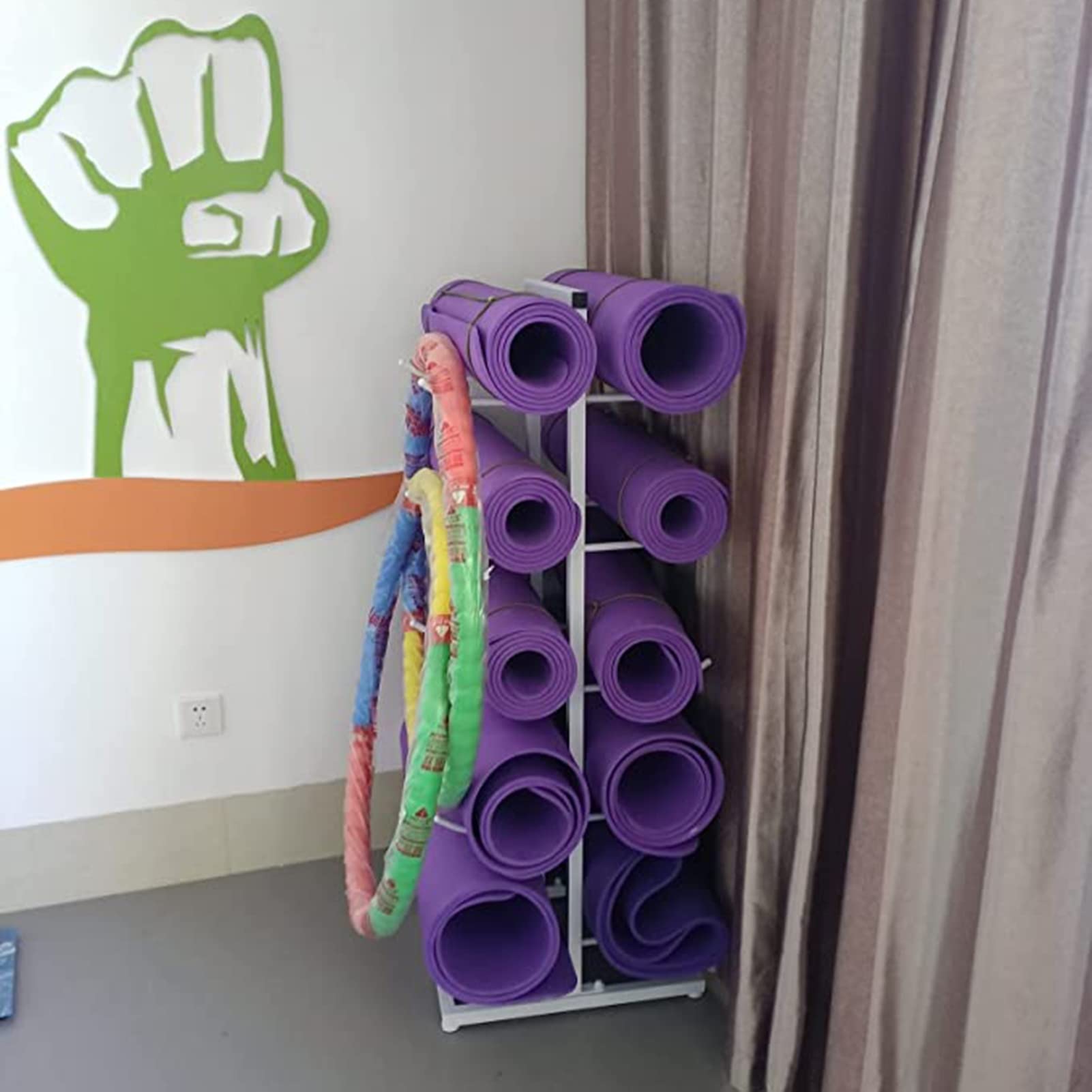 Stojak Na Matę Do Jogi, Pionowy, 5-Poziomowy, Pojemny Stojak Na Matę Do Jogi, Do Wałka Piankowego, Metalowy Organizer Na 20 Mat Do Jogi(Pomieści 10 Mat)