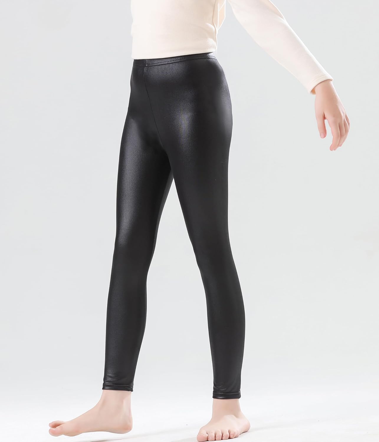 Girls Faux Leather Pants Stretch Leggings Tights Kids Pants - Image 5