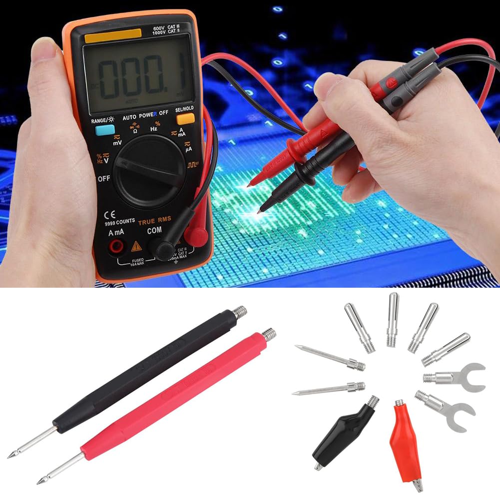 Aneng 9999 Multimetro A Gamma Automatica, Multimetro Con Display Digitale | A Vero Valore Rms 9999 Amperometro di Tensione Ac / Dc Tester Elettronico Ohm di Corrente, Con Sonde Multiuso