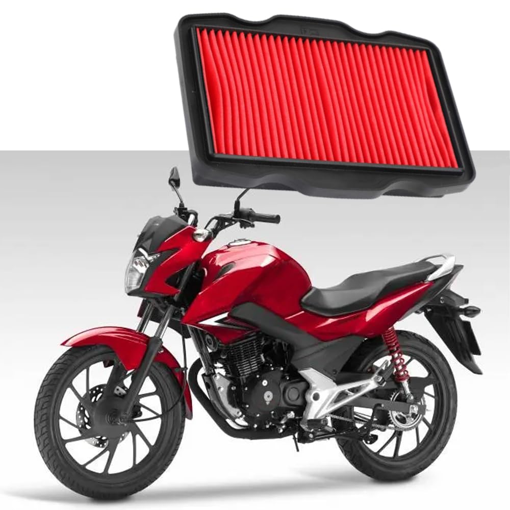 MASO Elemento de filtro de aire, limpiador de filtro de aire de motocicleta, apto para Honda CB125F 2015-2019, apto para Honda GLR125 2015-2019, apto para Honda WH125-16 2015-2019, rojo, 17211-KPN-A70