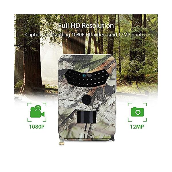 Cewaal Wildkamera 12MP 1080P Trail Kamera Infrarot Nachtsicht 1S Bewegungsaktivierung IP56 Wasserdicht Garten Kamera… – Bild 6