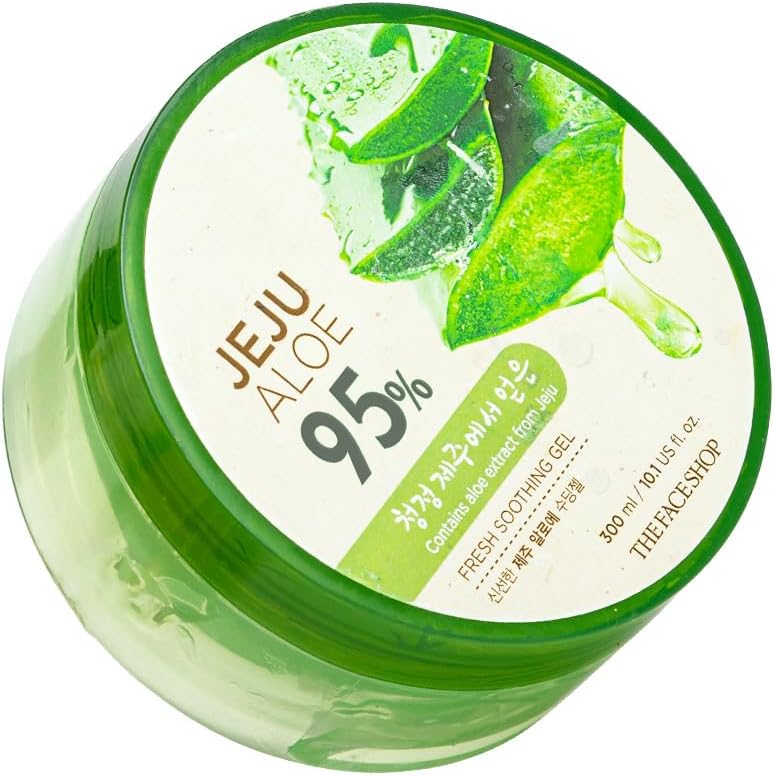 The Face Shop Non-Sticky Transparent 3 in 1 Aloe Fresh Soothing gel for Skin, Body and Hair |Reduces Dark Spots and Acne,300ml