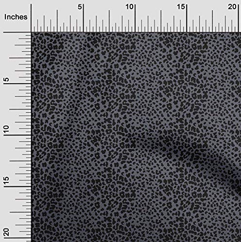 oneOone Georgette Viscose Gray Fabric Leopard Animal Skin Fabric for Sewing Printed Craft Fabric By The Yard 42 Inch Wide