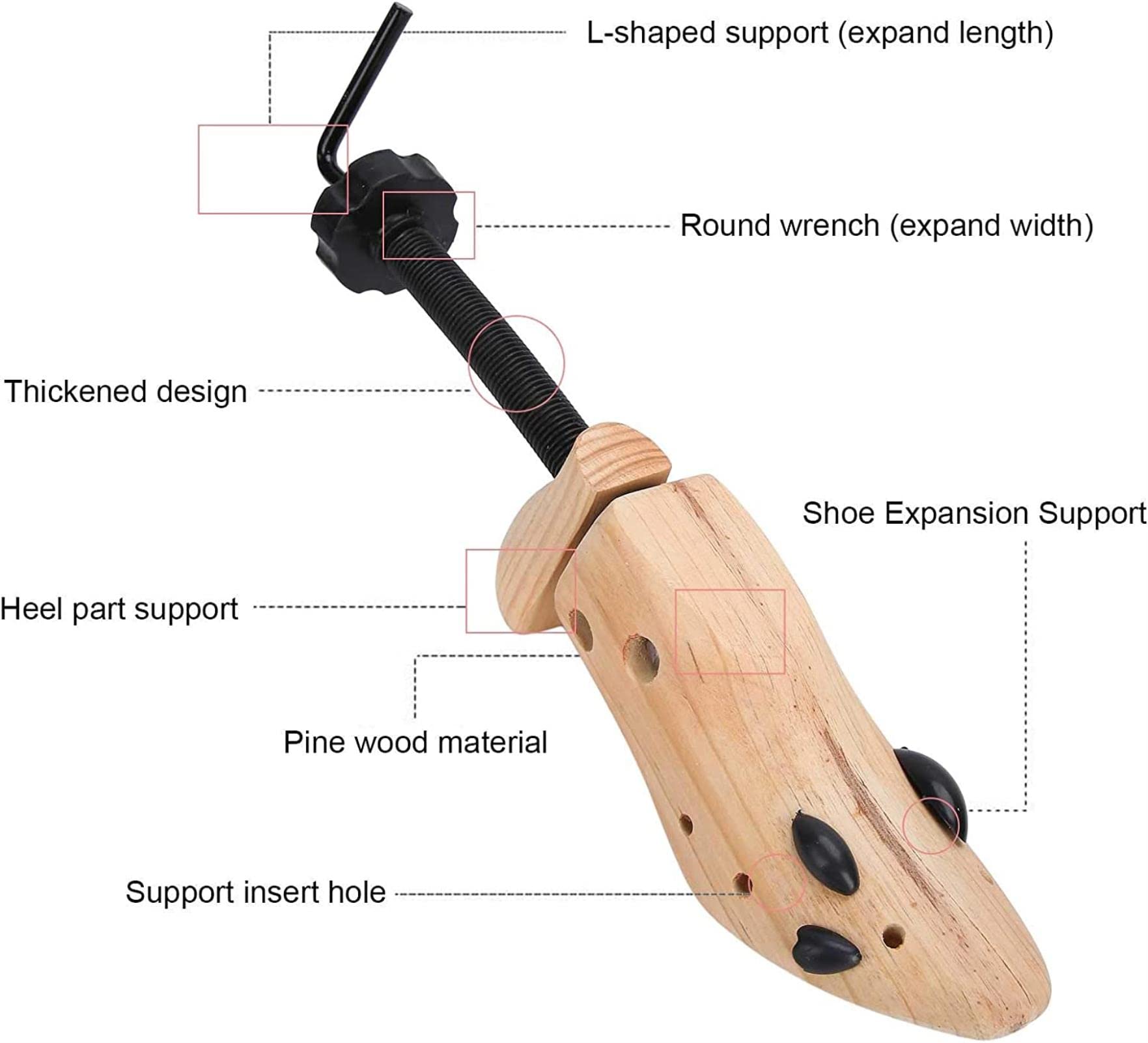 Barella per scarpe, comoda da usare Materiale in legno di pino Strumento di espansione per scarpe ecologiche Supporto per scarpe Barelle per stivali Albero per tacco alto per esterno(40 * 12 * 9c